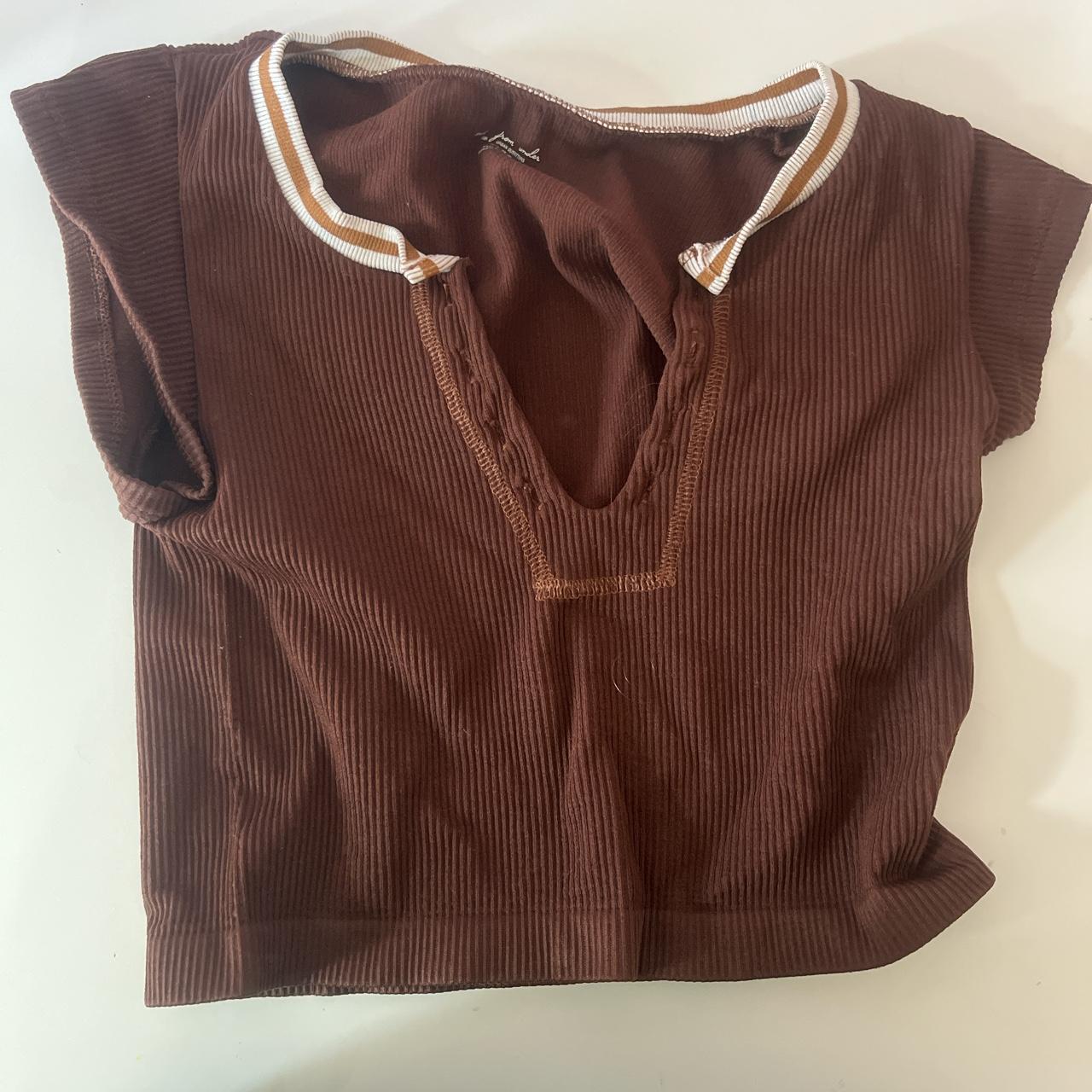 Urban Outfitters Women's Brown Crop-top | Depop